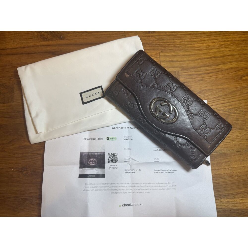 COA/Dusty Inc. - Gucci Dark Brown GG Embossed Leather Long Wallet